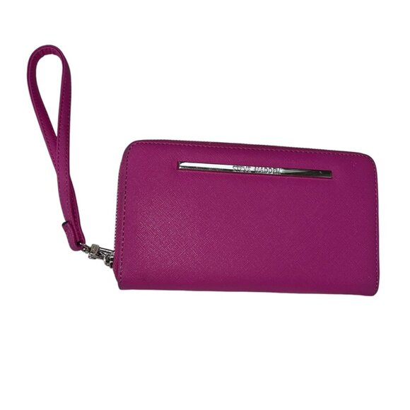 steve madden FABULOUS Hot Barbie Pink zip around wallet wristlet - Picture 1 of 6